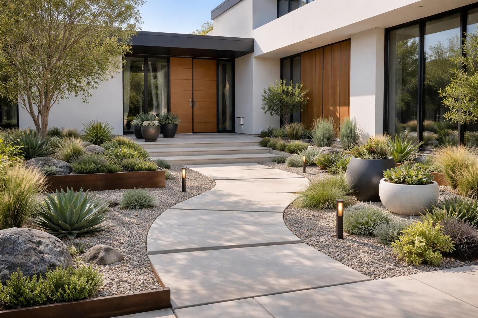 découvrez des idées d'aménagement devant la maison sans pelouse alliant esthétique et originalité pour un extérieur stylé et facile à entretenir.