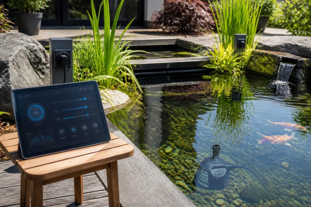 contrôlez facilement les horaires de votre bassin et pompe grâce à l'automatisation via tablette ipad et prises extérieures, pour un entretien optimisé et simplifié.