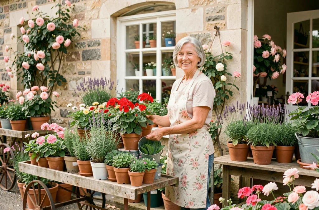 La Pépiniette à La Chapelle-sur-Erdre, boutique de plantes conviviale avec fleurs saisonnières colorées, herbes et roses grimpantes